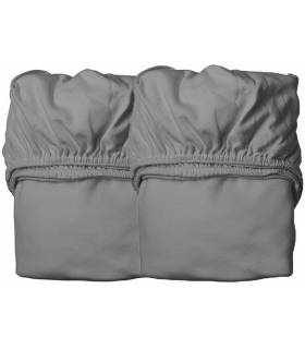 Leander Organic Fix-Leintuch für Juniorbett 2 Stück - Cool Grey