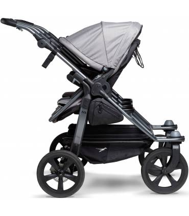 TFK Trio Drillingswagen - Kombi-Kinderwagen für 3 Kinder Grau