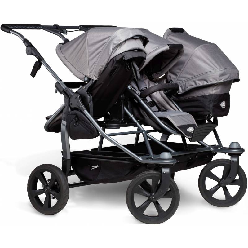 TFK Trio Drillingswagen KombiKinderwagen für 3 Kinder Grau HW Baby Center