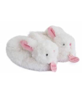 Doudou Füsslinge Hase mit Rassel - Rosa 0-6 Monate
