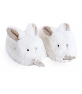 Doudou Füsslinge Hase mit Rassel - Taupe 0-6 Monate