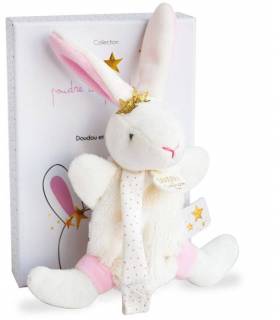 Doudou Schmusetuch mit Schnullerkette - Hase Stern