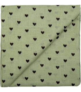 Zewi BÃ©bÃ©-Jou Baby Gaze Motiv Bedruckt 60x60 (Nuscheli) Khaki Herzen