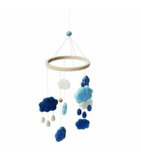 Filz-Babymobile, Wolken, denim blue