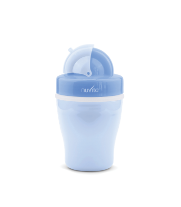 Nuvita Doppelwandiger Trinkbecher mit Strohhalm Blau