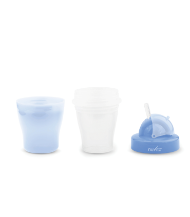 Nuvita Doppelwandiger Trinkbecher mit Strohhalm Blau