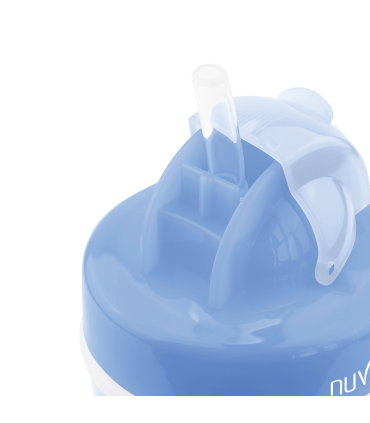 Nuvita Doppelwandiger Trinkbecher mit Strohhalm Blau