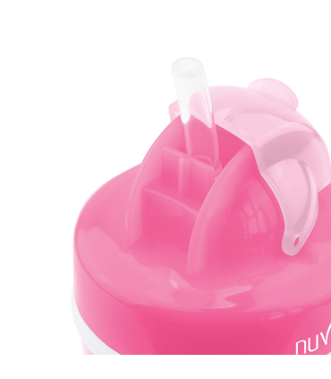 Nuvita Doppelwandiger Trinkbecher mit Strohhalm Pink