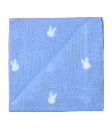 Zewi Bébé-Jou Baby Gaze Motiv Bedruckt 60x60 (Nuscheli) Blue Lilac Bunny