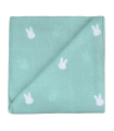 Zewi Bébé-Jou Baby Gaze Motiv Bedruckt 60x60 (Nuscheli) Ocean Green Bunny