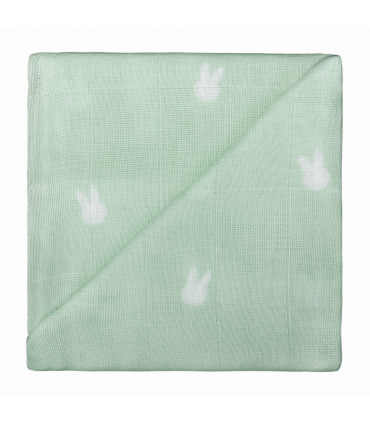 Zewi Bébé-Jou Baby Gaze Motiv Bedruckt 60x60 (Nuscheli) Light Green Bunny