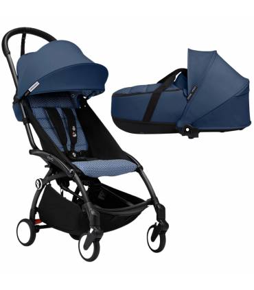 Stokke YOYO3 6+ Black mit Liegewanne Air France Navy Blue