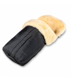 Fellhof Cortina Lammfellfusssack für Kinderwagen Schwarz