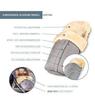 Fellhof Cortina Lammfellfusssack für Kinderwagen Beige Melange