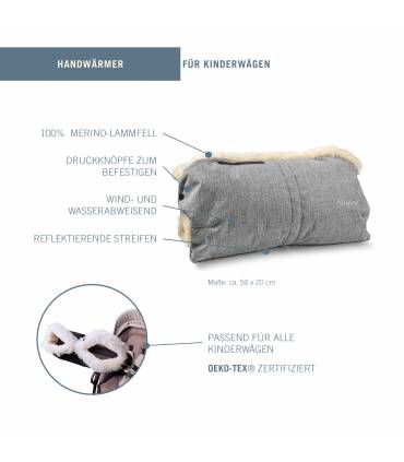 Fellhof Lammfell Handwärmer für Kinderwagen Beige Melange