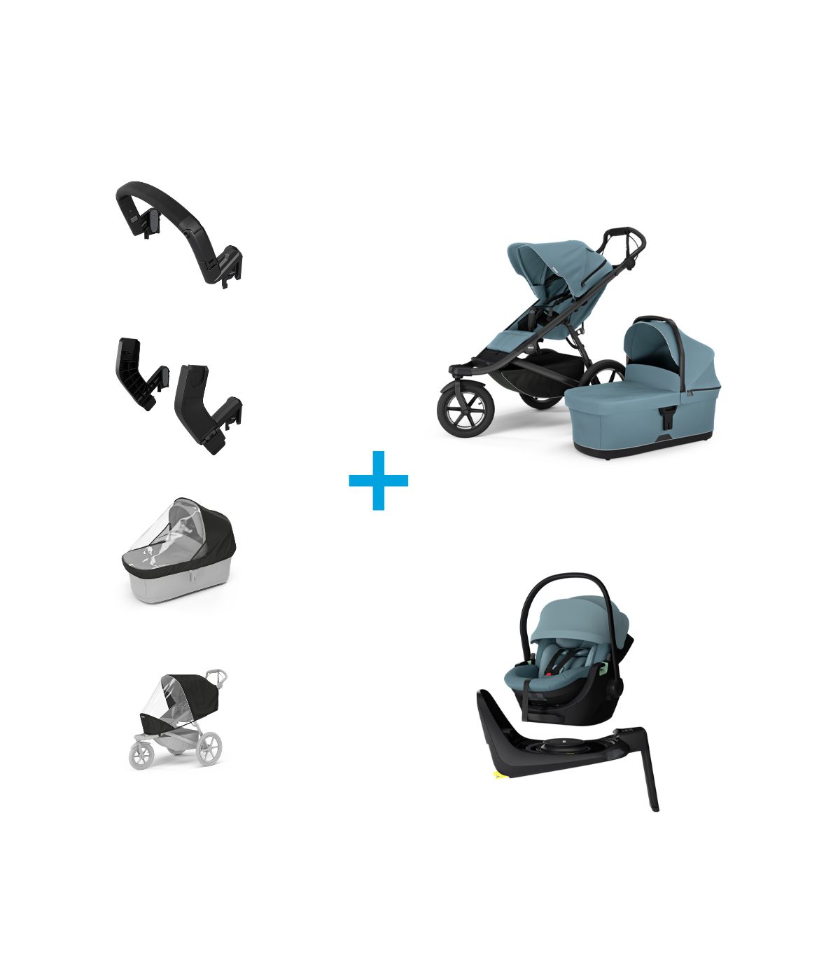 Thule 3in1 Urban Glide3 & Thule Maple inkl. Alfi Isofixstation Midblue