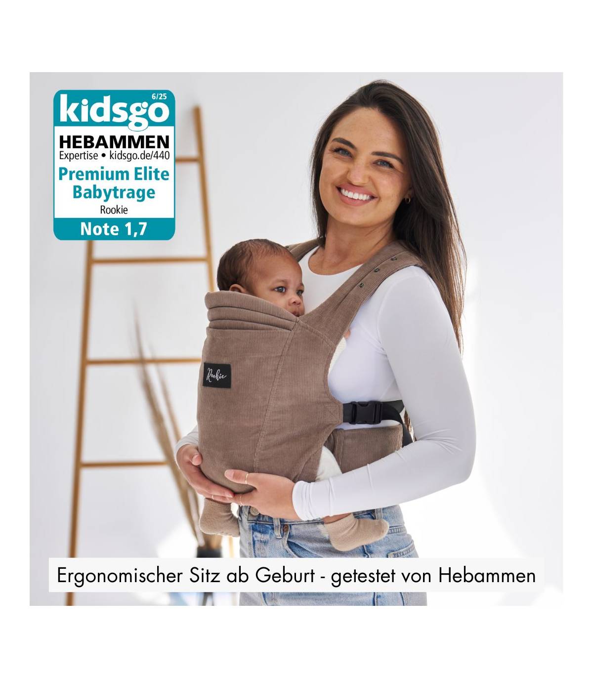 Rookie Premium Elite Babytrage – ergonomische Trage ab Geburt