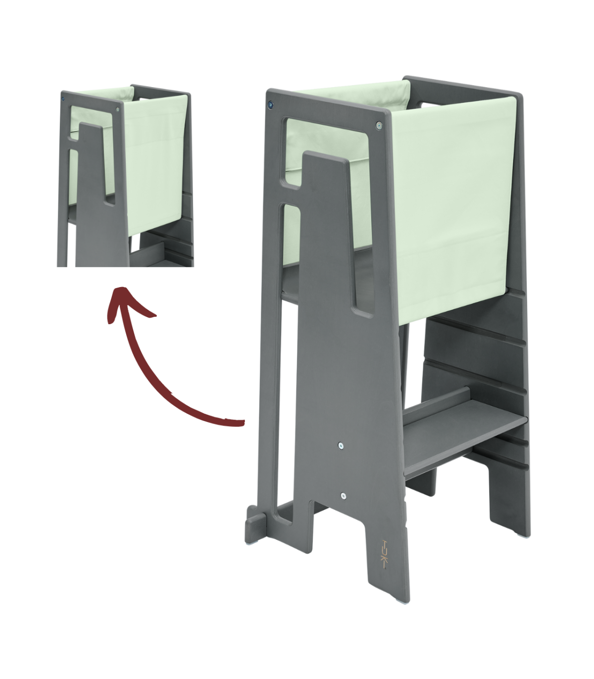 TUKI Lernturm - Mit ihm kann Ihr Kind nun unkompliziert an all Ihren Aktivitäten teilhaben.
