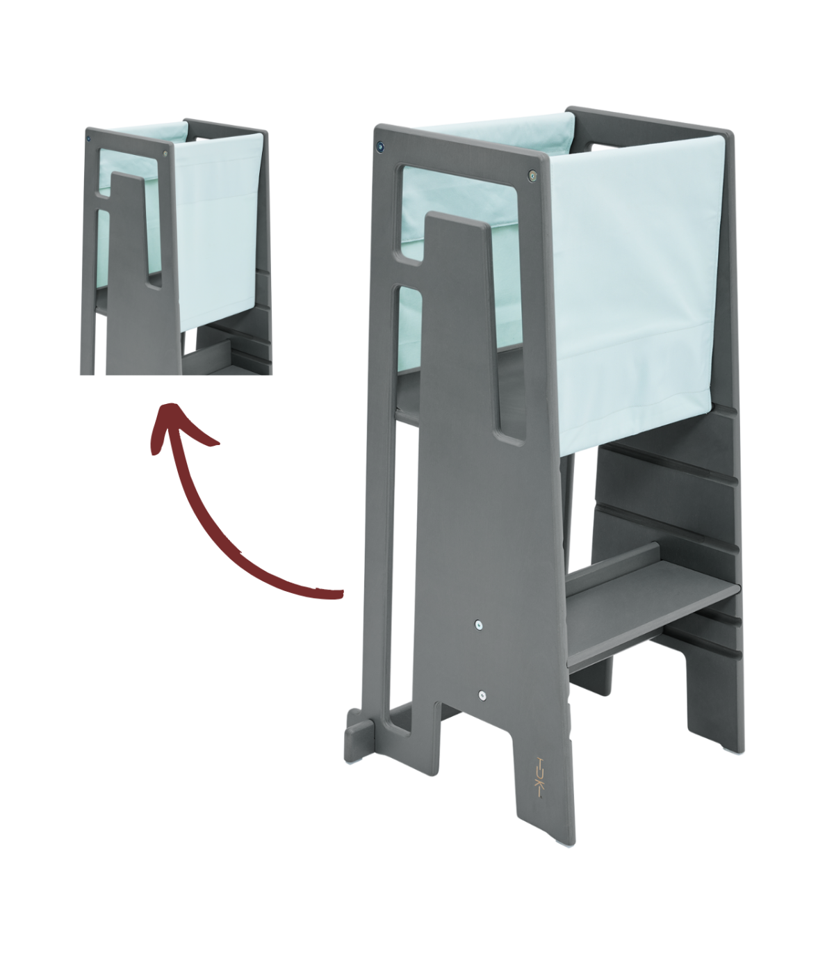 TUKI Lernturm - Mit ihm kann Ihr Kind nun unkompliziert an all Ihren Aktivitäten teilhaben.