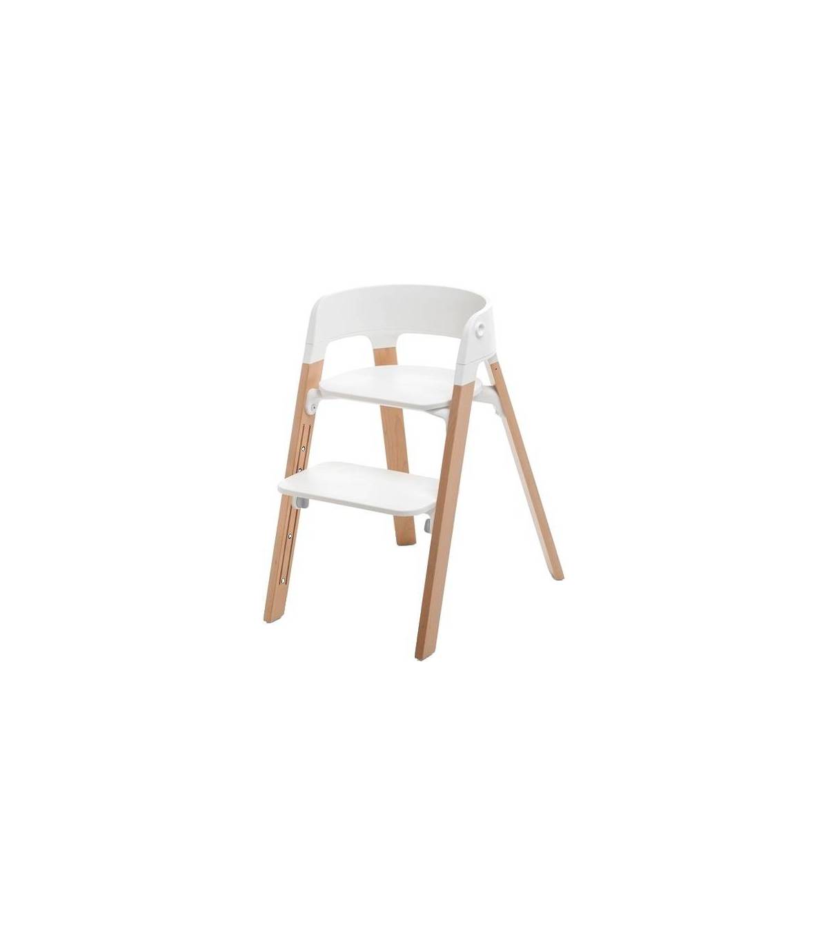 Stokke Steps Chair (Stuhl) Weiss/Buchenholz Natur