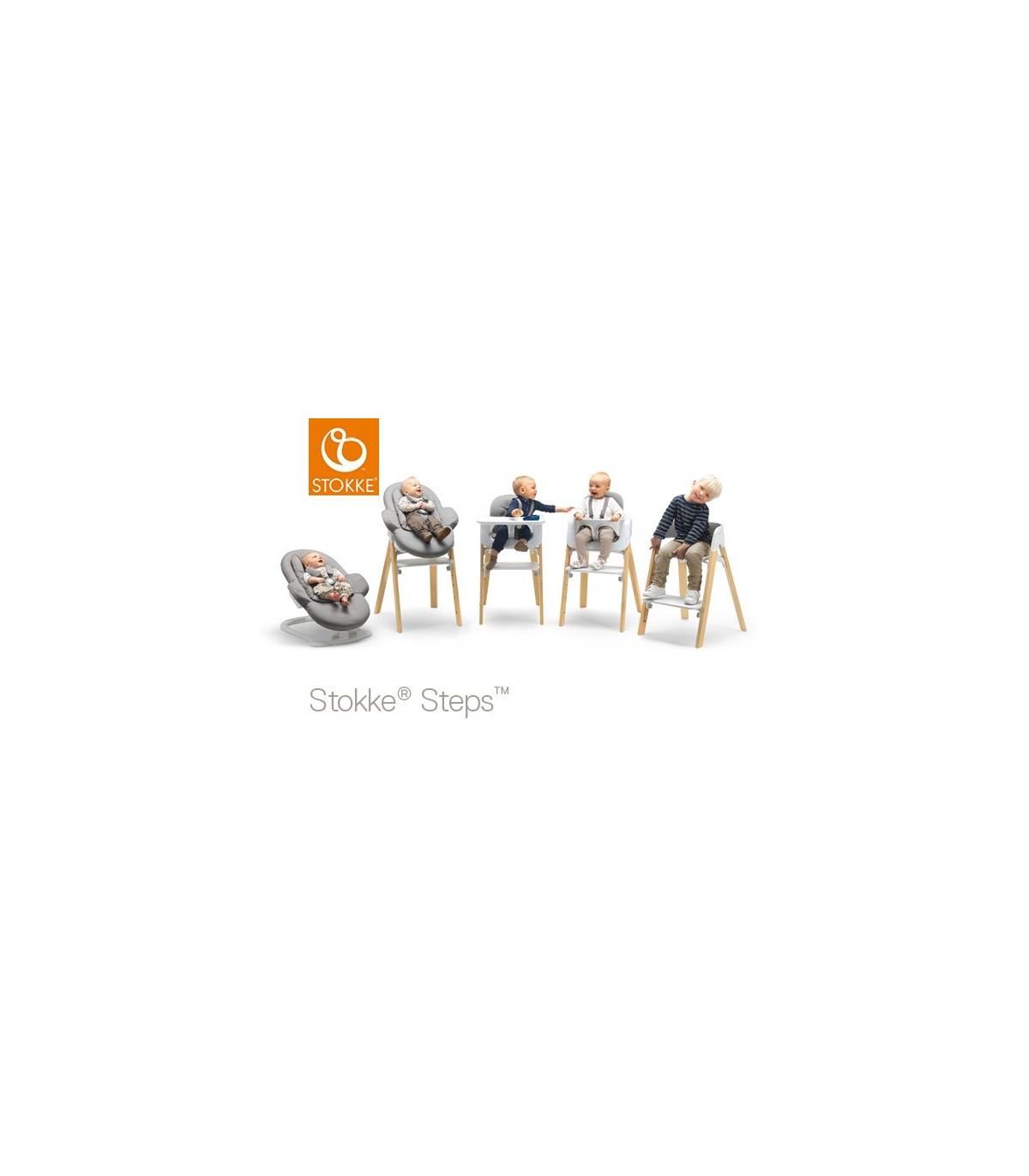 Stokke Steps Chair (Stuhl) Weiss/Buchenholz Natur